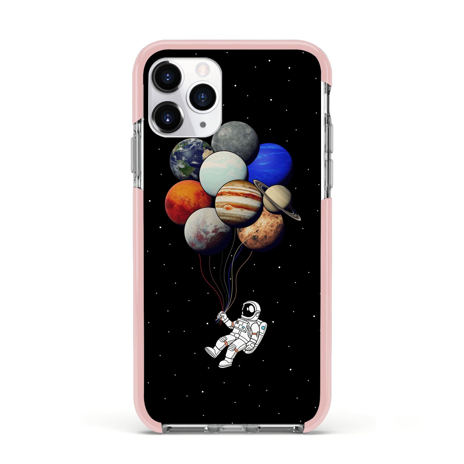 Astronaut Planet Balloons Apple iPhone 11 Pro in Silver with Pink Impact Case