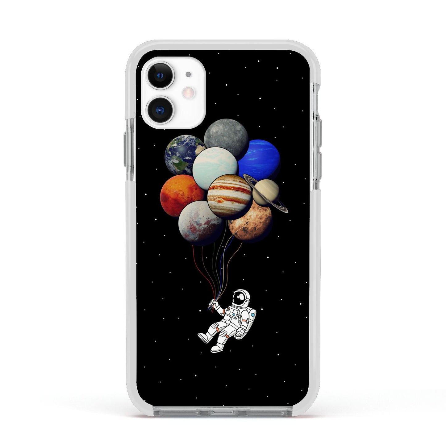 Astronaut Planet Balloons Apple iPhone 11 in White with White Impact Case