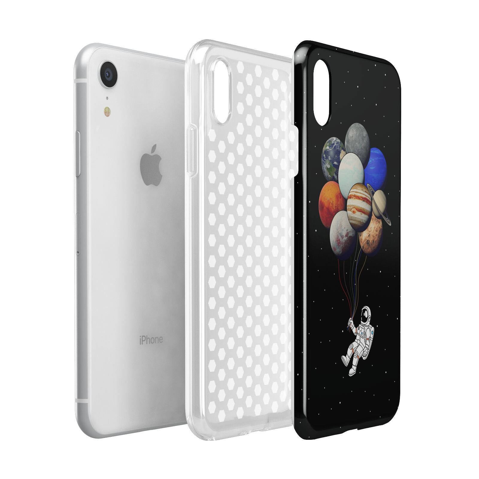 Astronaut Planet Balloons Apple iPhone XR White 3D Tough Case Expanded view