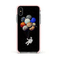 Astronaut Planet Balloons Apple iPhone Xs Impact Case Pink Edge on Silver Phone