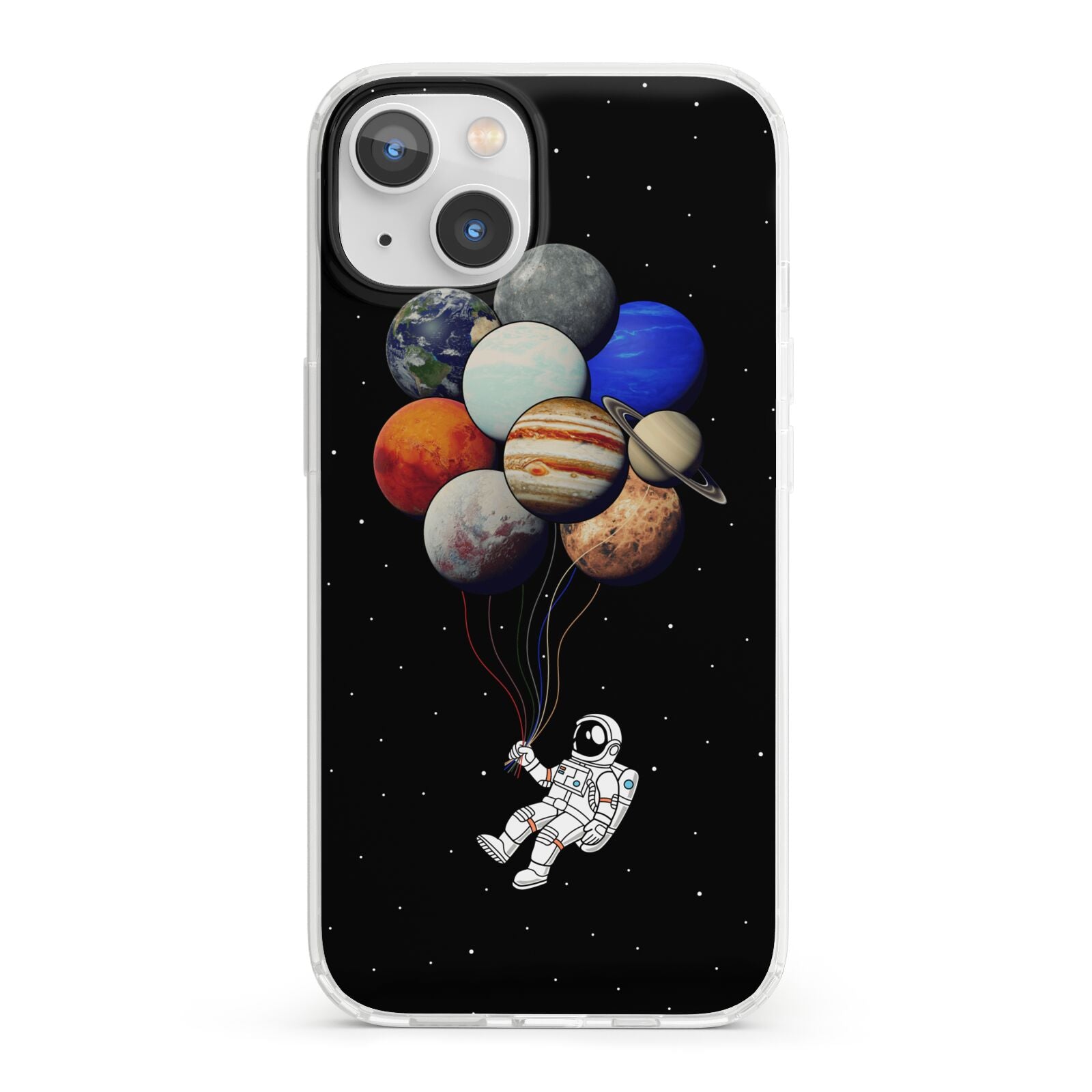 Astronaut Planet Balloons iPhone 13 Clear Bumper Case