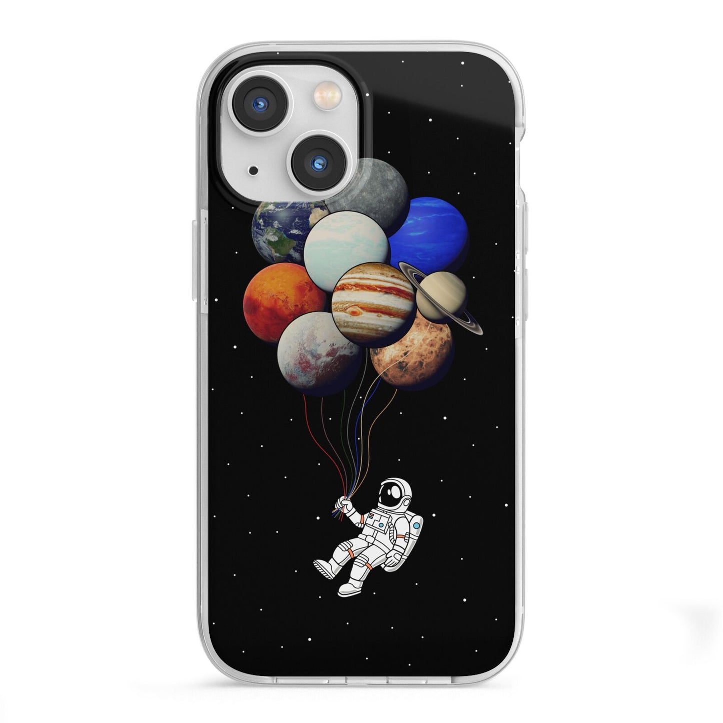 Astronaut Planet Balloons iPhone 13 Mini TPU Impact Case with White Edges