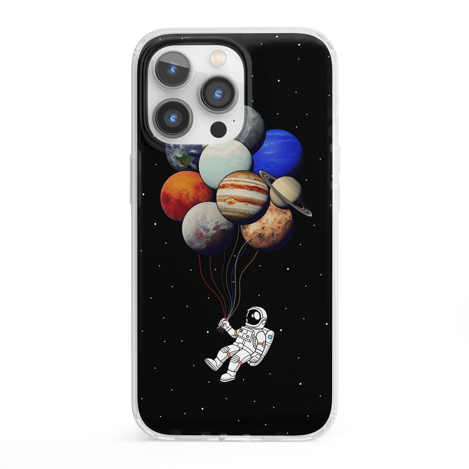 Astronaut Planet Balloons iPhone 13 Pro Clear Bumper Case