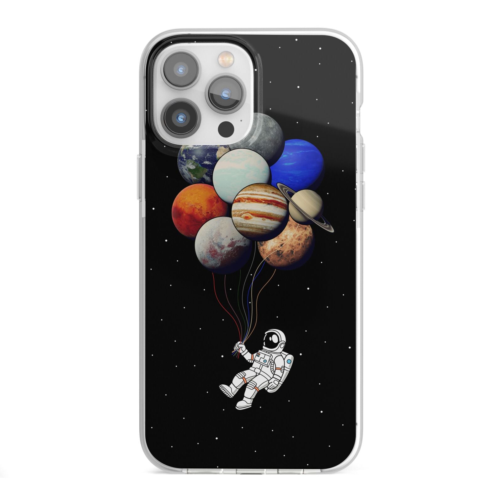 Astronaut Planet Balloons iPhone 13 Pro Max TPU Impact Case with White Edges