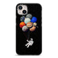 Astronaut Planet Balloons iPhone 14 Plus Black Impact Case on Silver phone