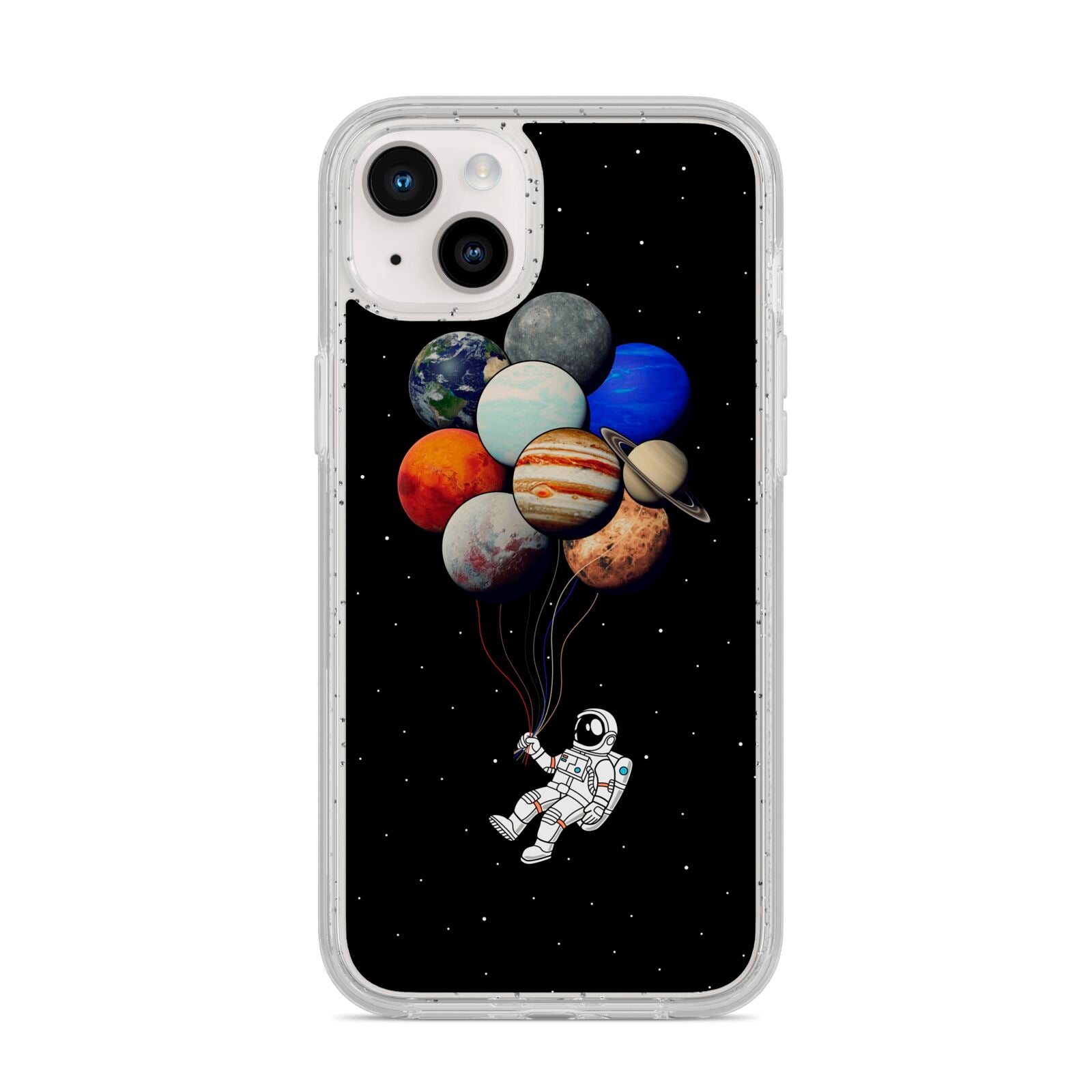 Astronaut Planet Balloons iPhone 14 Plus Glitter Tough Case Starlight