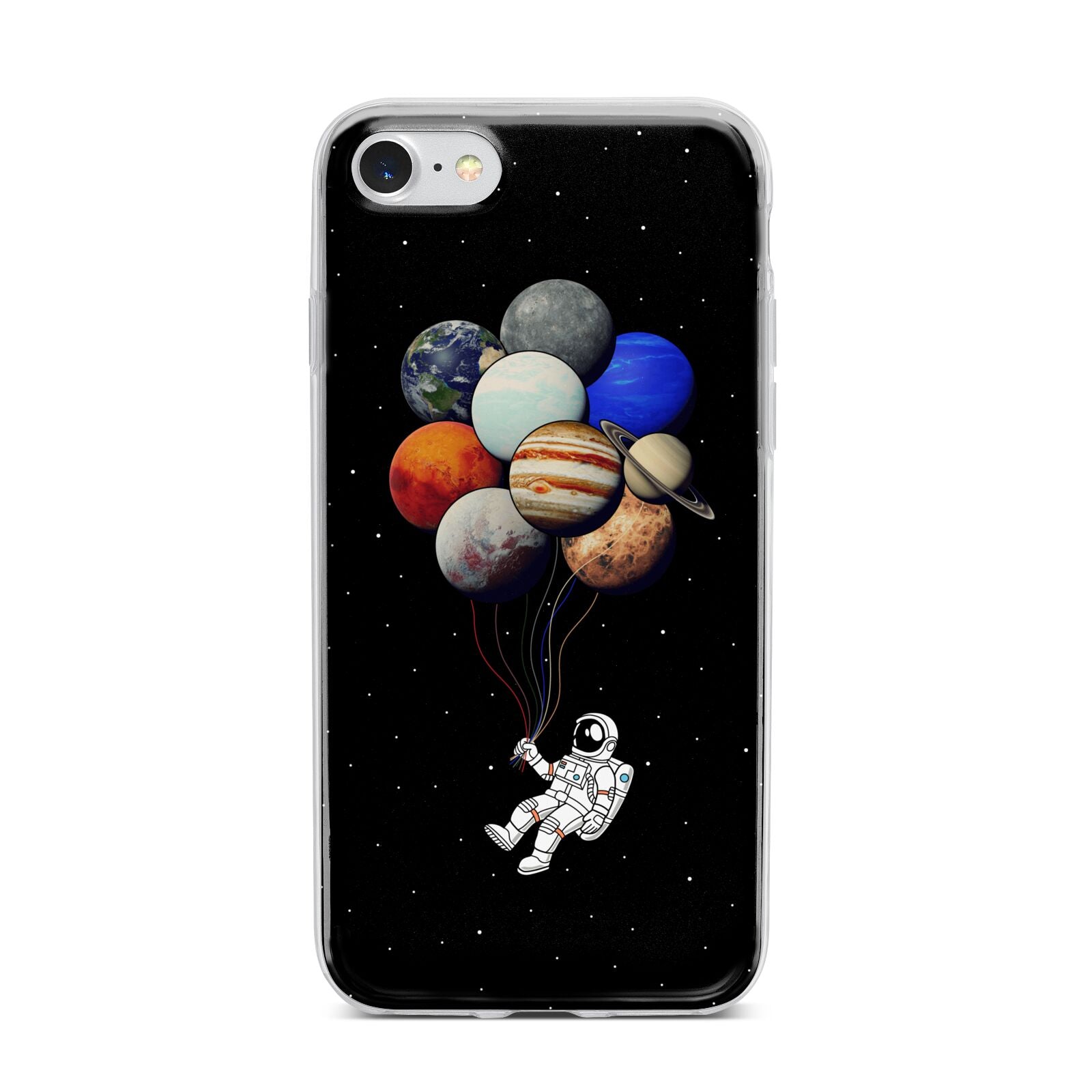 Astronaut Planet Balloons iPhone 7 Bumper Case on Silver iPhone