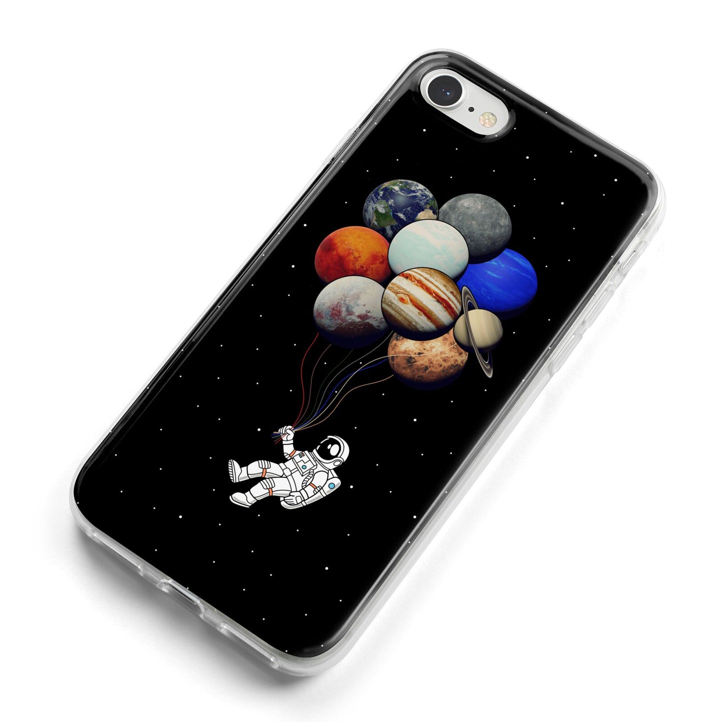 Astronaut Planet Balloons iPhone 8 Bumper Case on Silver iPhone Alternative Image