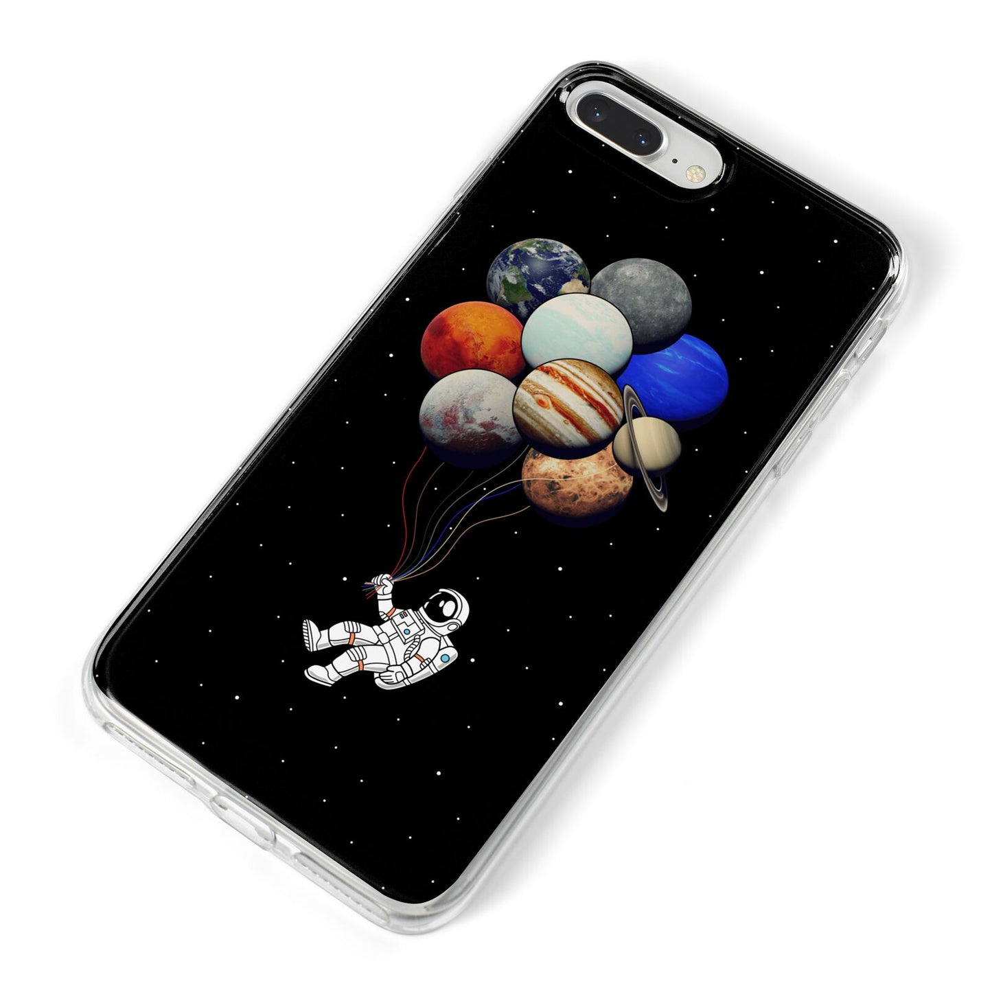 Astronaut Planet Balloons iPhone 8 Plus Bumper Case on Silver iPhone Alternative Image