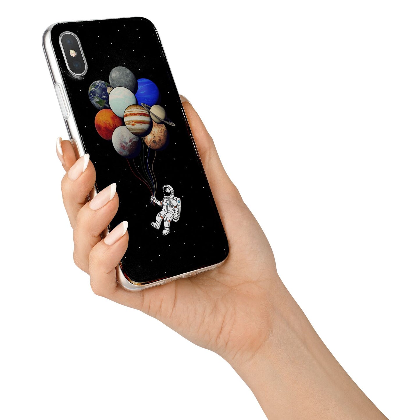 Astronaut Planet Balloons iPhone X Bumper Case on Silver iPhone Alternative Image 2
