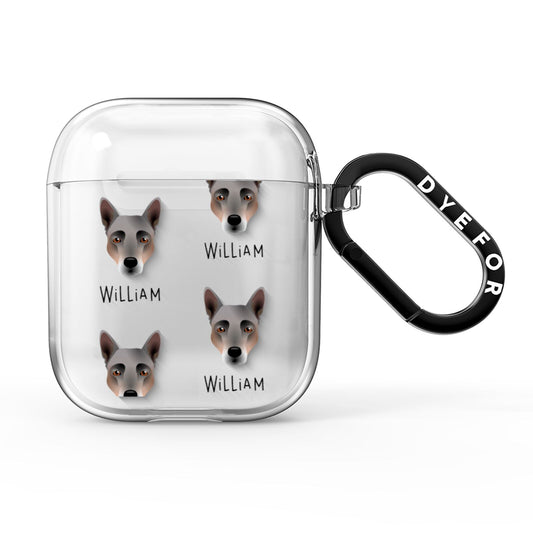 Australian Cattle Dog Icon with Name AirPods Clear Case