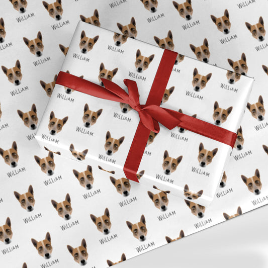 Australian Cattle Dog Icon with Name Custom Wrapping Paper