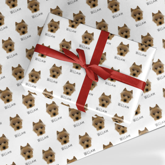 Australian Terrier Icon with Name Custom Wrapping Paper