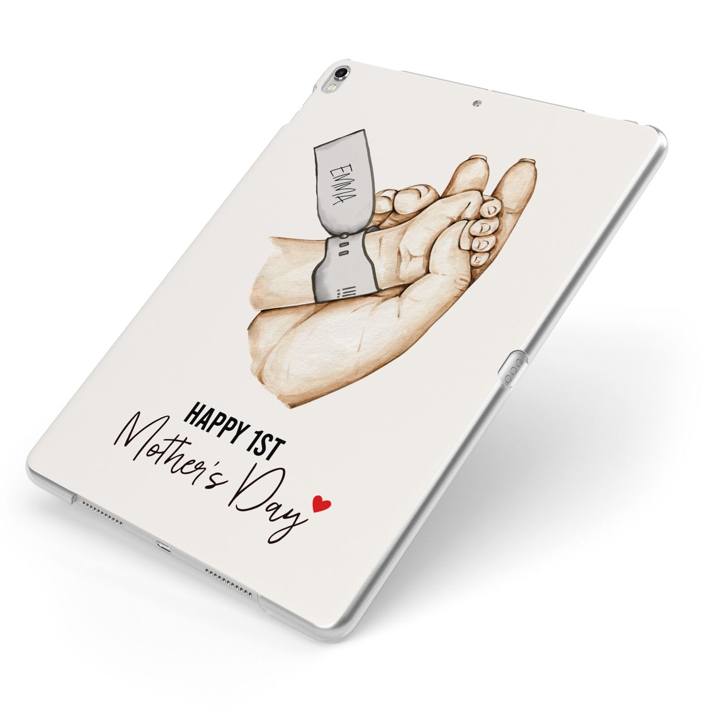 Baby s Hands First Mothers Day Apple iPad Case on Silver iPad Side View
