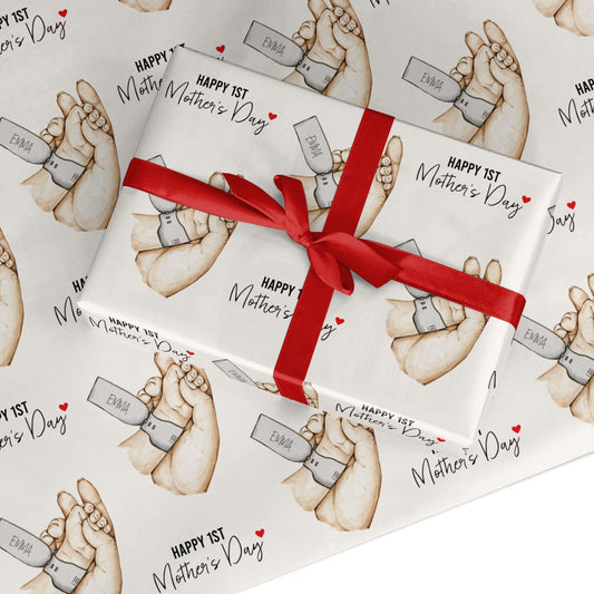Baby s Hands First Mothers Day Custom Wrapping Paper