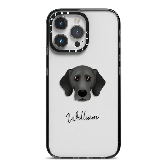 Bassador Personalised iPhone 14 Pro Max Black Impact Case on Silver phone