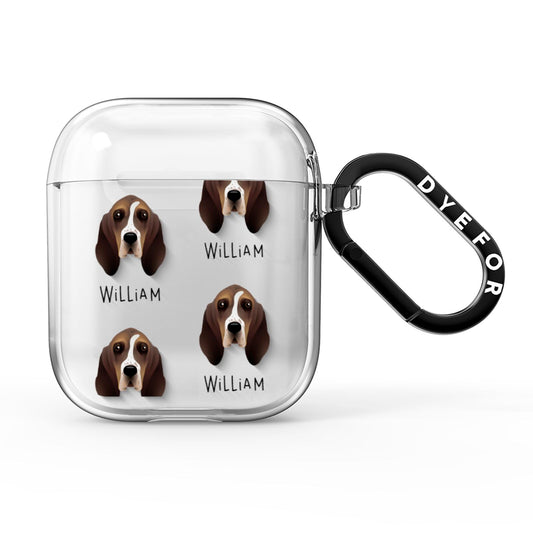 Basset Hound Icon with Name AirPods Clear Case