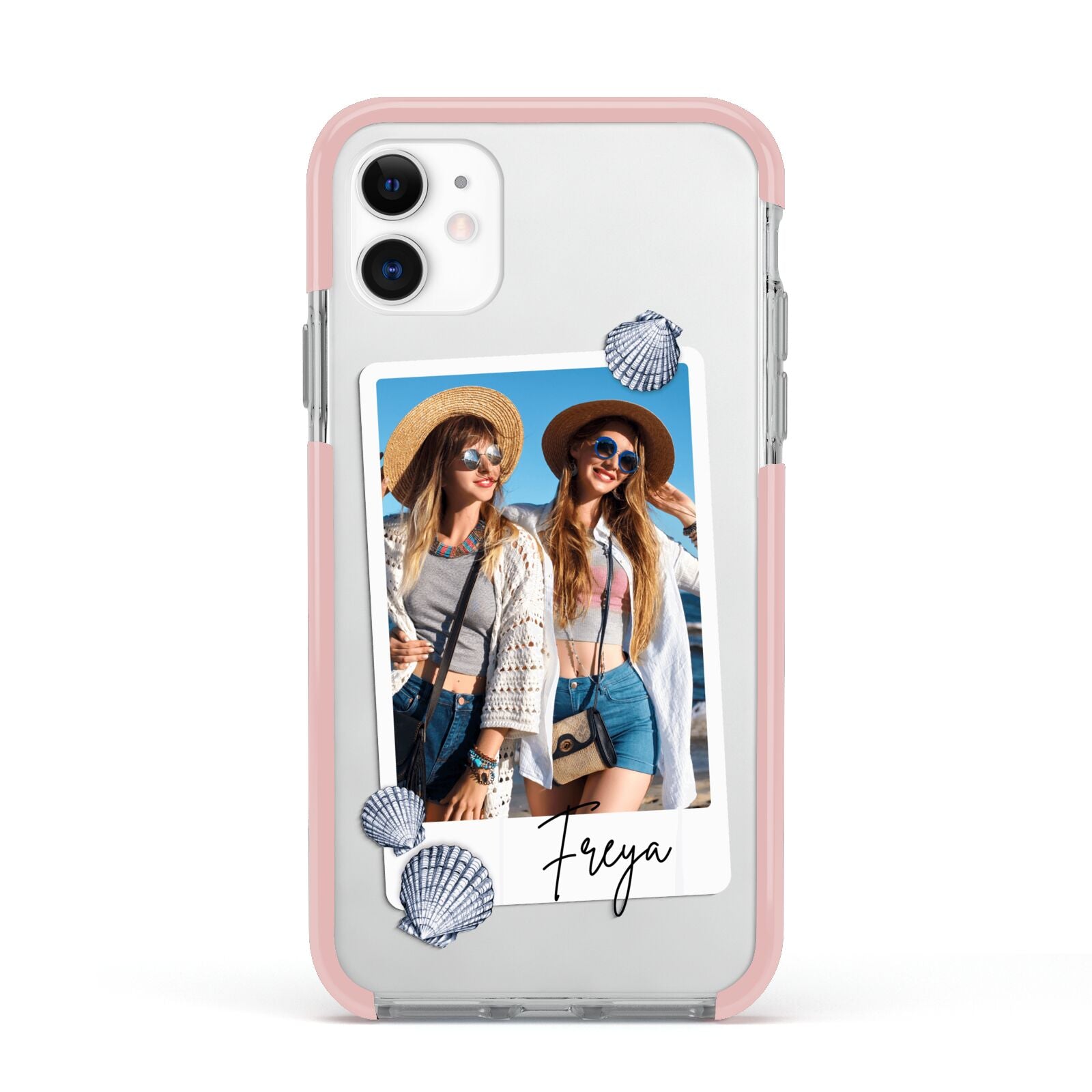 Beach Photo Apple iPhone 11 in White with Pink Impact Case
