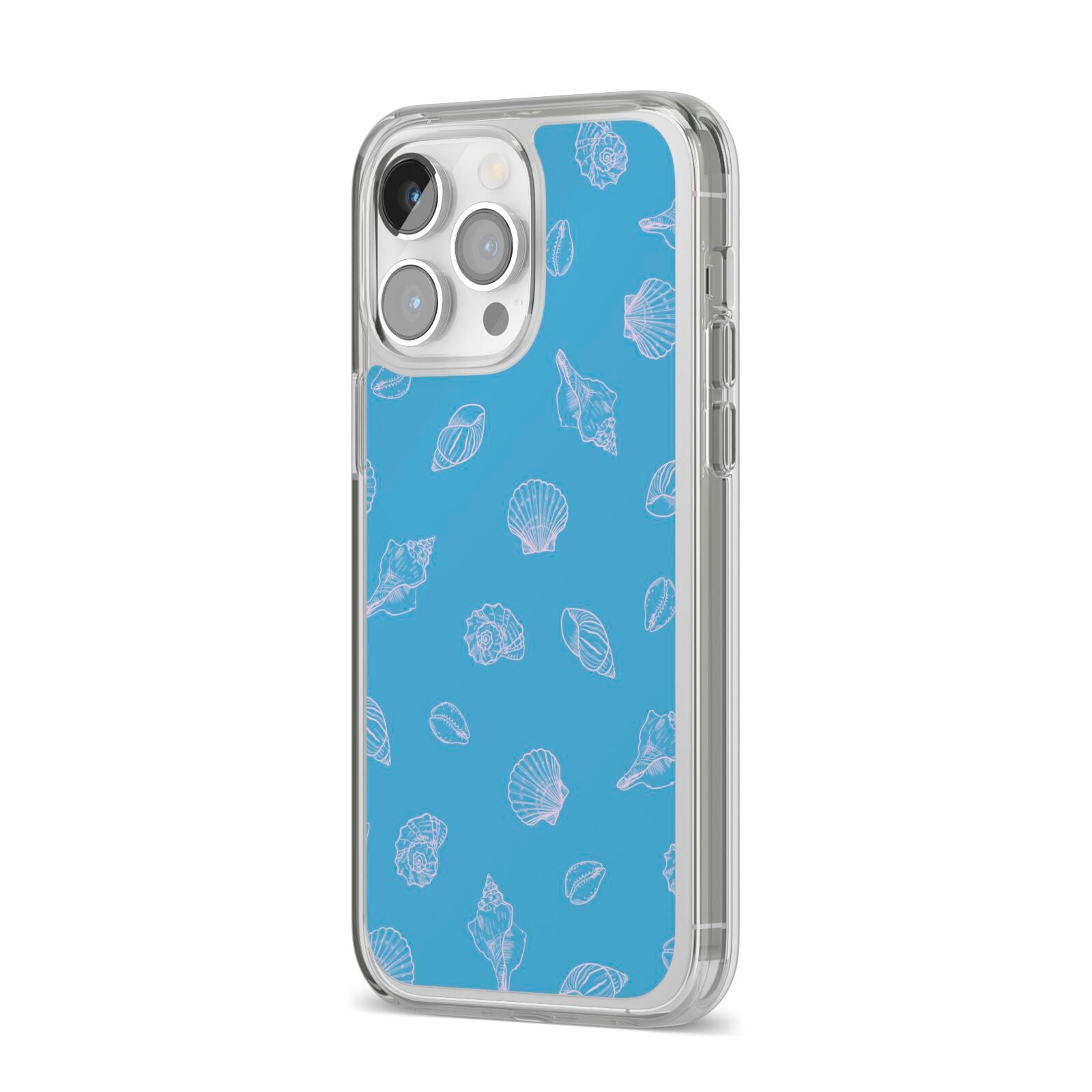 Beach Shell iPhone 14 Pro Max Clear Tough Case Silver Angled Image