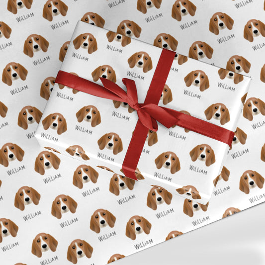 Beagle Icon with Name Custom Wrapping Paper