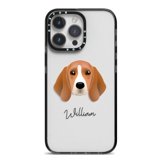 Beagle Personalised iPhone 14 Pro Max Black Impact Case on Silver phone