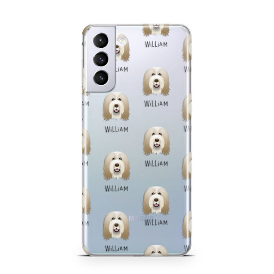 Bearded Collie Icon with Name Samsung S21 Plus Phone Case
