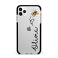 Bee in Flight Personalised Name Apple iPhone 11 Pro Max in Silver with Black Impact Case