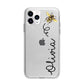 Bee in Flight Personalised Name Apple iPhone 11 Pro Max in Silver with Bumper Case