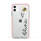 Bee in Flight Personalised Name Apple iPhone 11 in White with Pink Impact Case