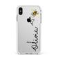 Bee in Flight Personalised Name Apple iPhone Xs Max Impact Case White Edge on Silver Phone