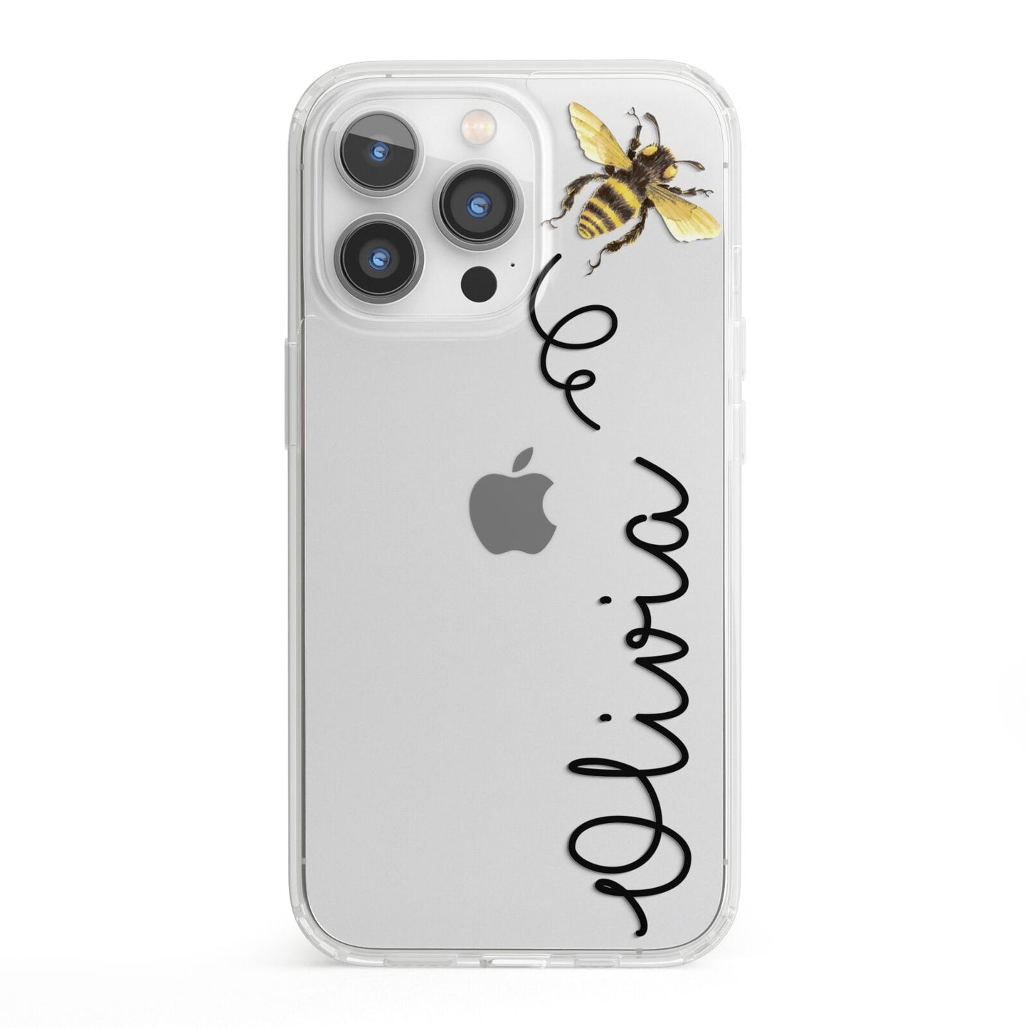 Bee in Flight Personalised Name iPhone 13 Pro Clear Bumper Case