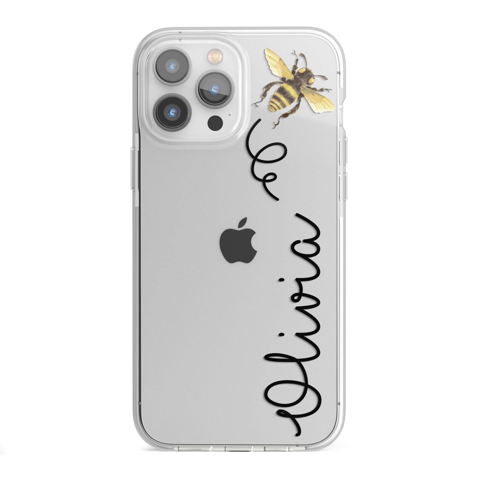 Bee in Flight Personalised Name iPhone 13 Pro Max TPU Impact Case with White Edges