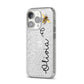 Bee in Flight Personalised Name iPhone 14 Pro Glitter Tough Case Silver Angled Image