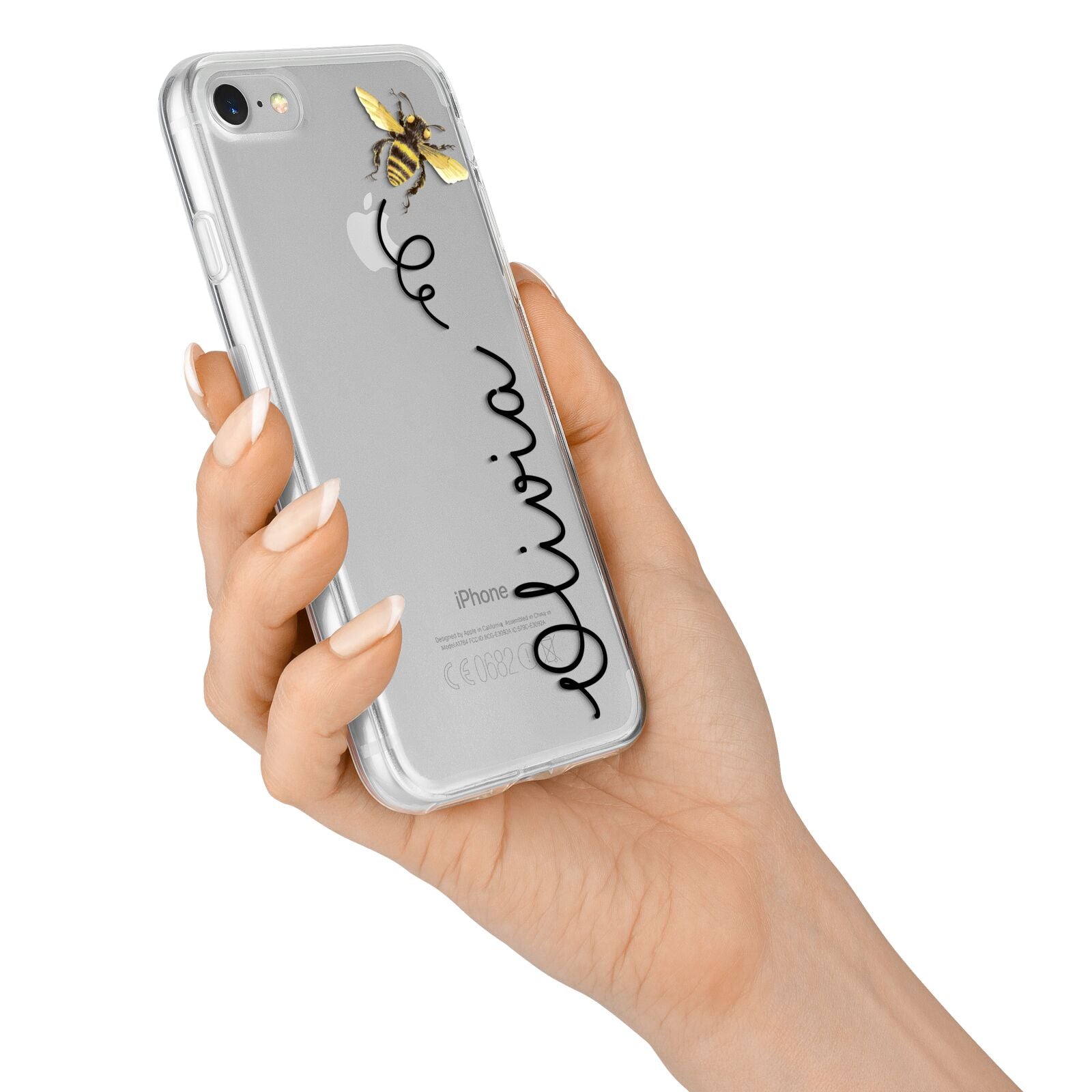 Bee in Flight Personalised Name iPhone 7 Bumper Case on Silver iPhone Alternative Image