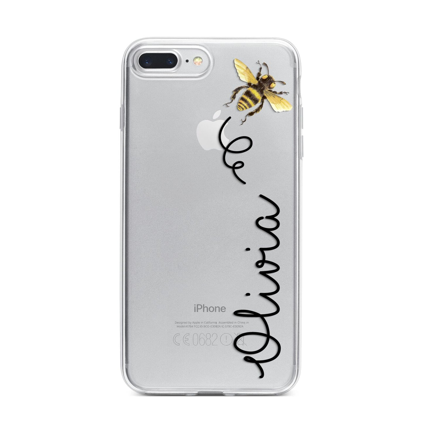 Bee in Flight Personalised Name iPhone 7 Plus Bumper Case on Silver iPhone