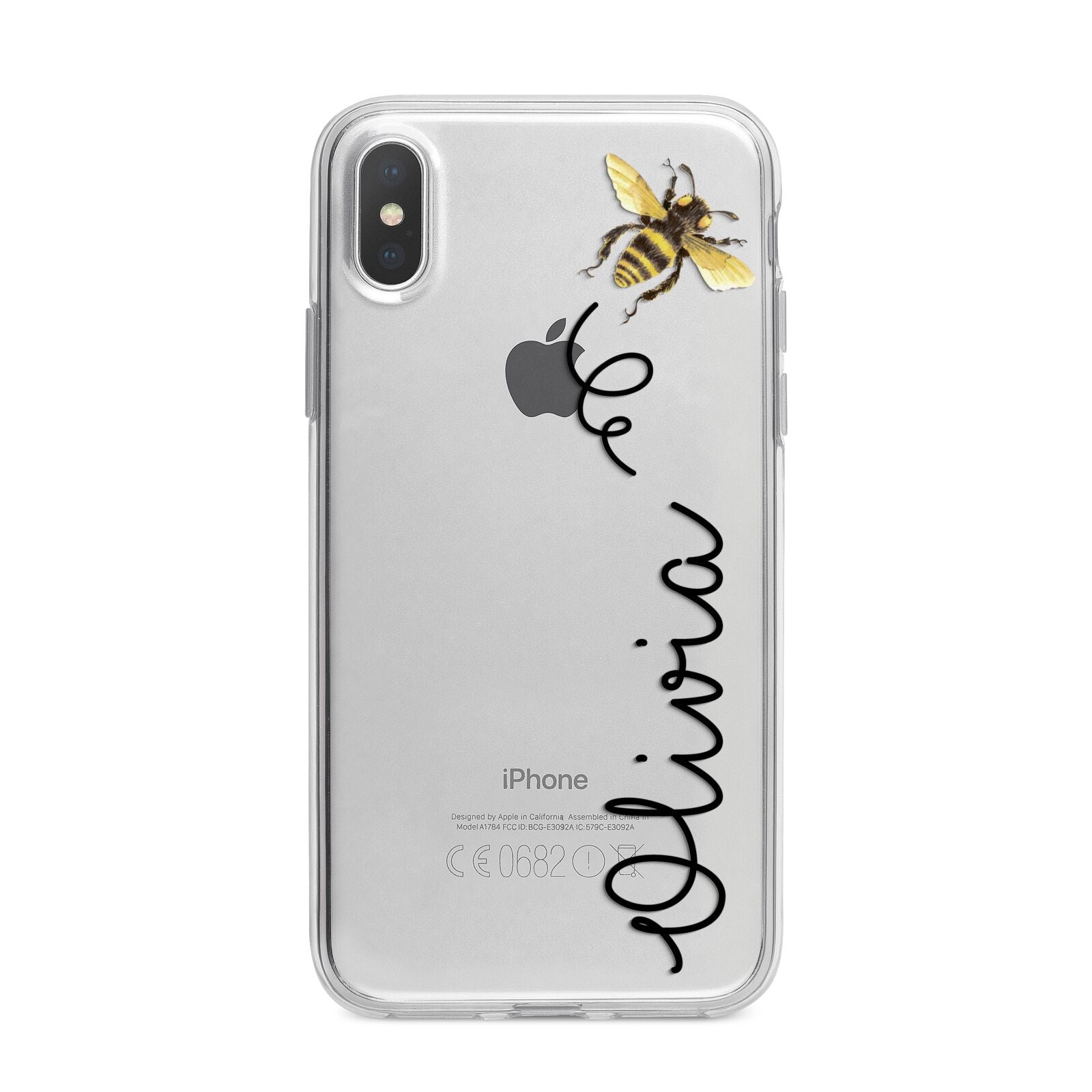 Bee in Flight Personalised Name iPhone X Bumper Case on Silver iPhone Alternative Image 1