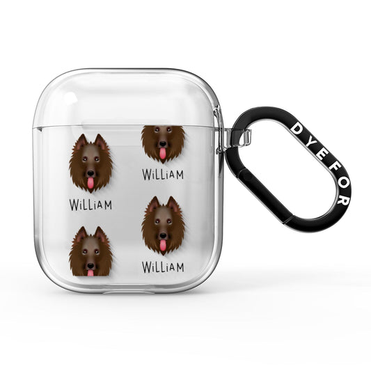 Belgian Groenendael Icon with Name AirPods Clear Case