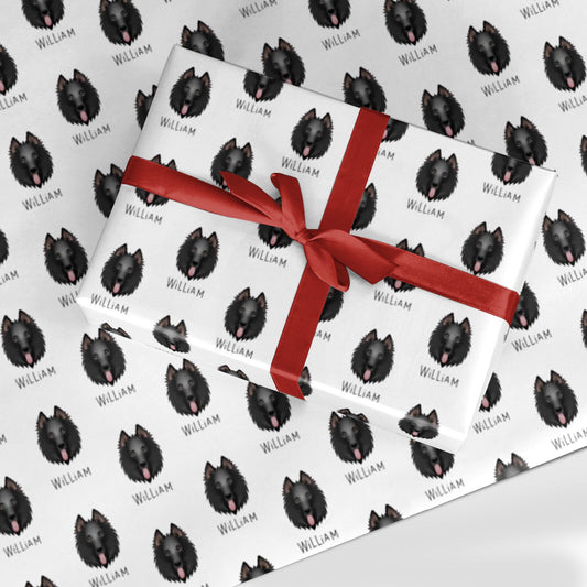 Belgian Groenendael Icon with Name Custom Wrapping Paper