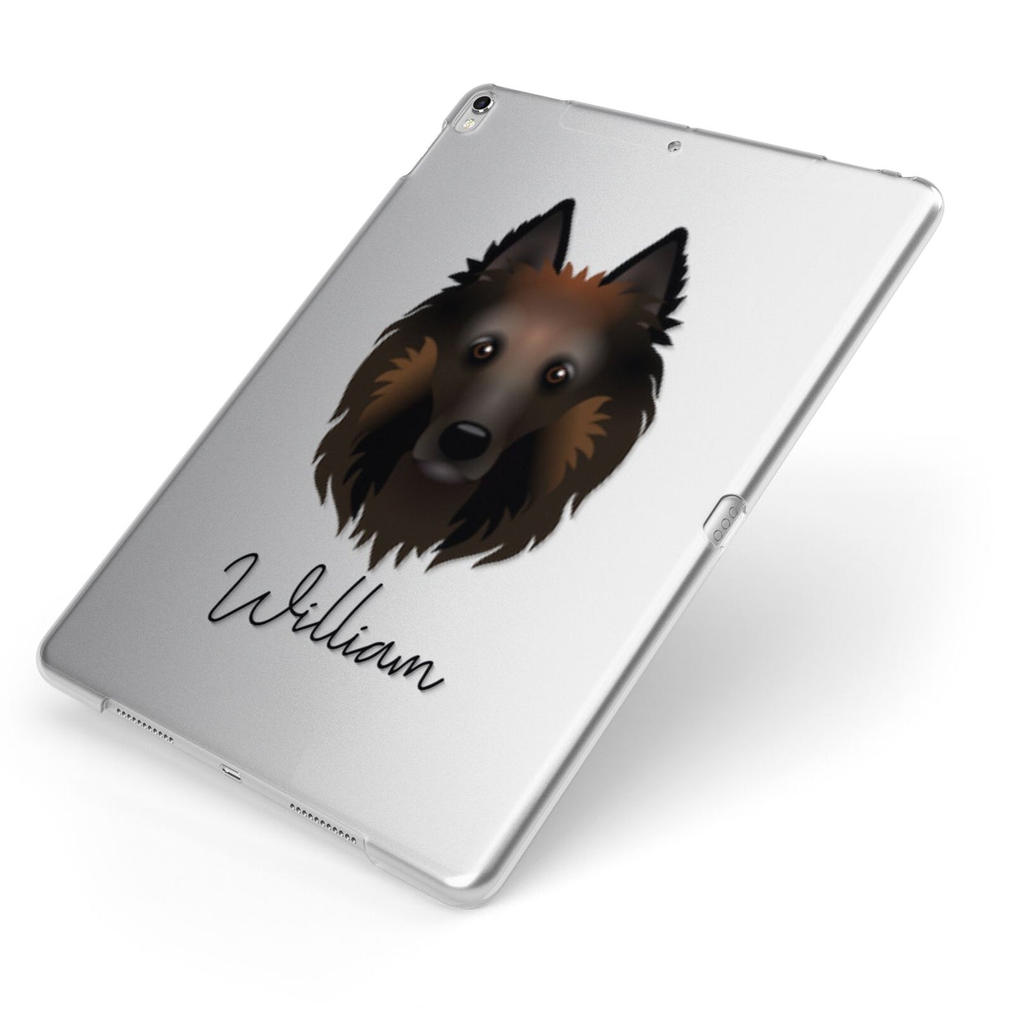 Belgian Tervuren Personalised Apple iPad Case on Silver iPad Side View