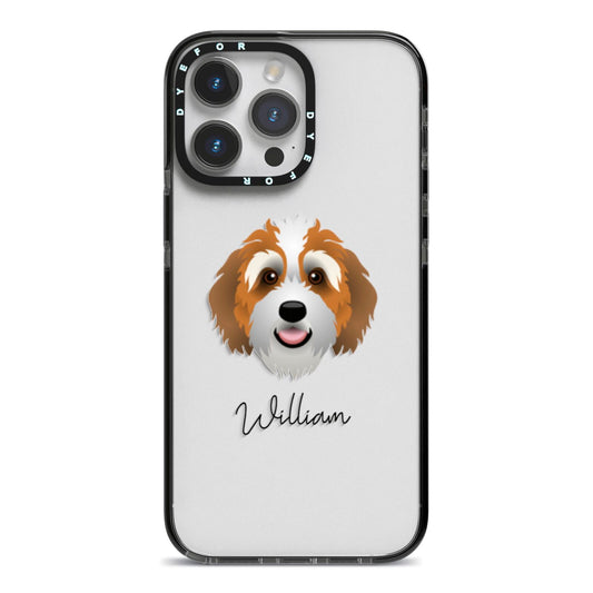 Bernedoodle Personalised iPhone 14 Pro Max Black Impact Case on Silver phone