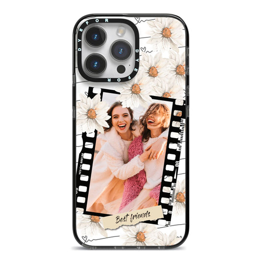 Best Friend Photo iPhone 14 Pro Max Black Impact Case on Silver phone