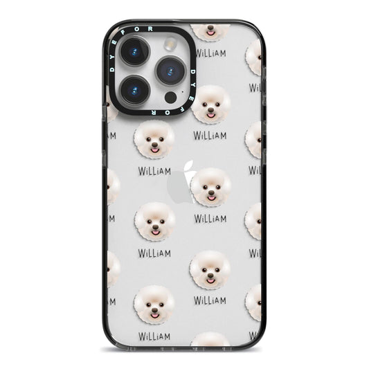 Bichon Frise Icon with Name iPhone 14 Pro Max Black Impact Case on Silver phone