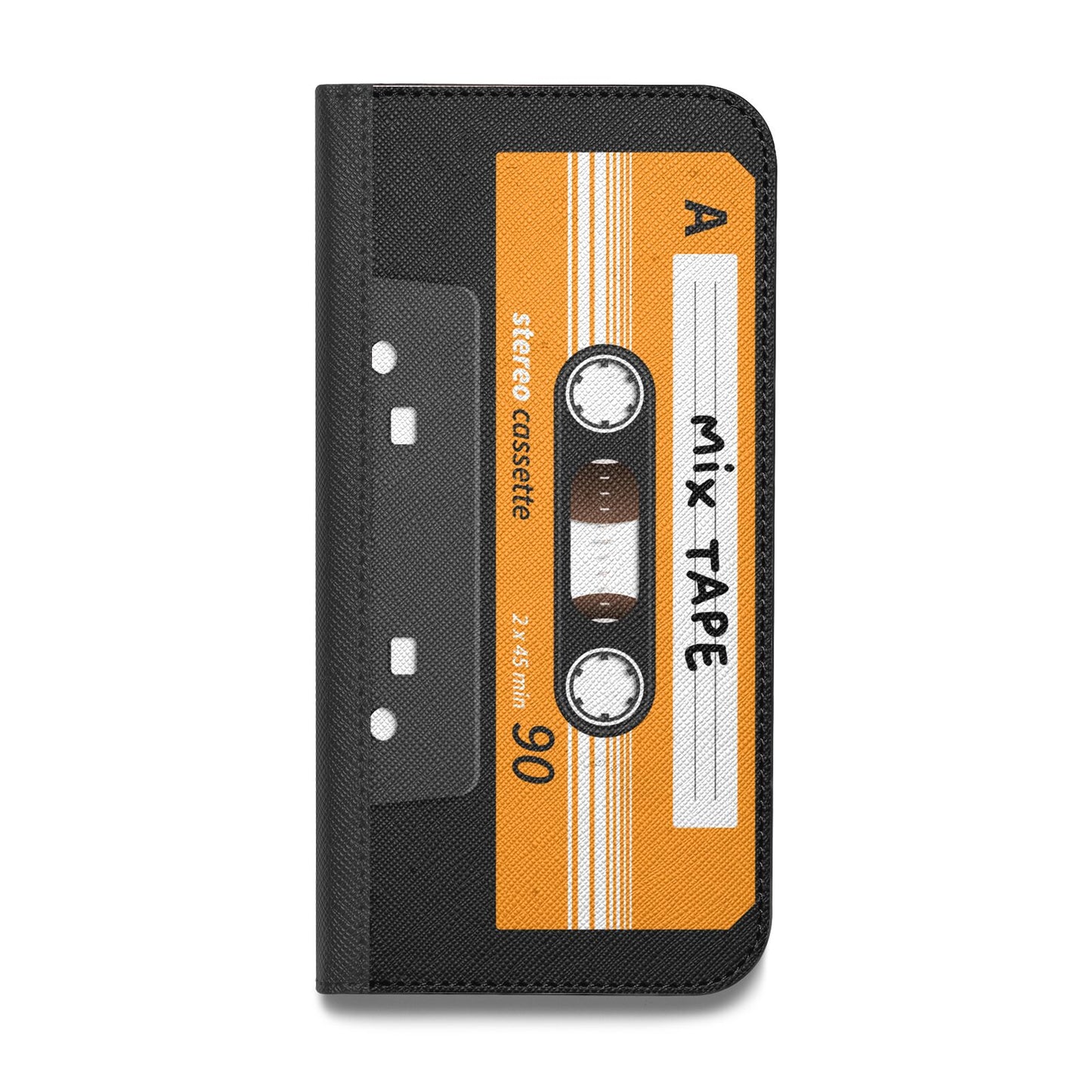 Black Casette Tape Vegan Leather Flip Samsung Case