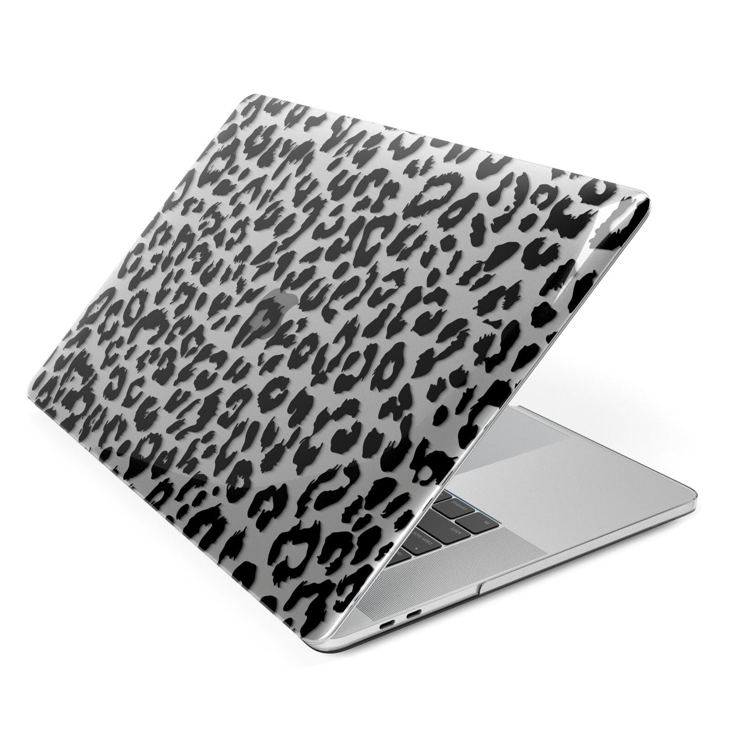 Black Leopard Print Apple MacBook Case Side View