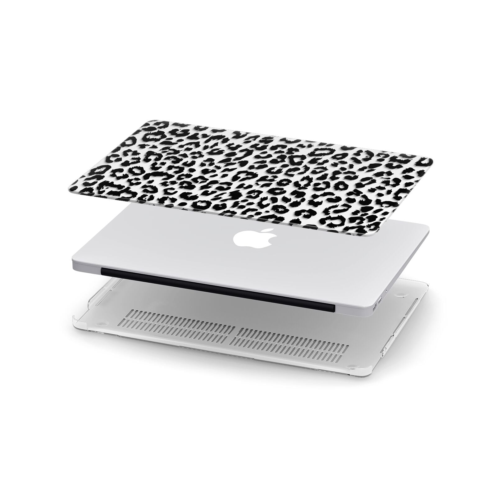 Black Leopard Print Apple MacBook Case in Detail