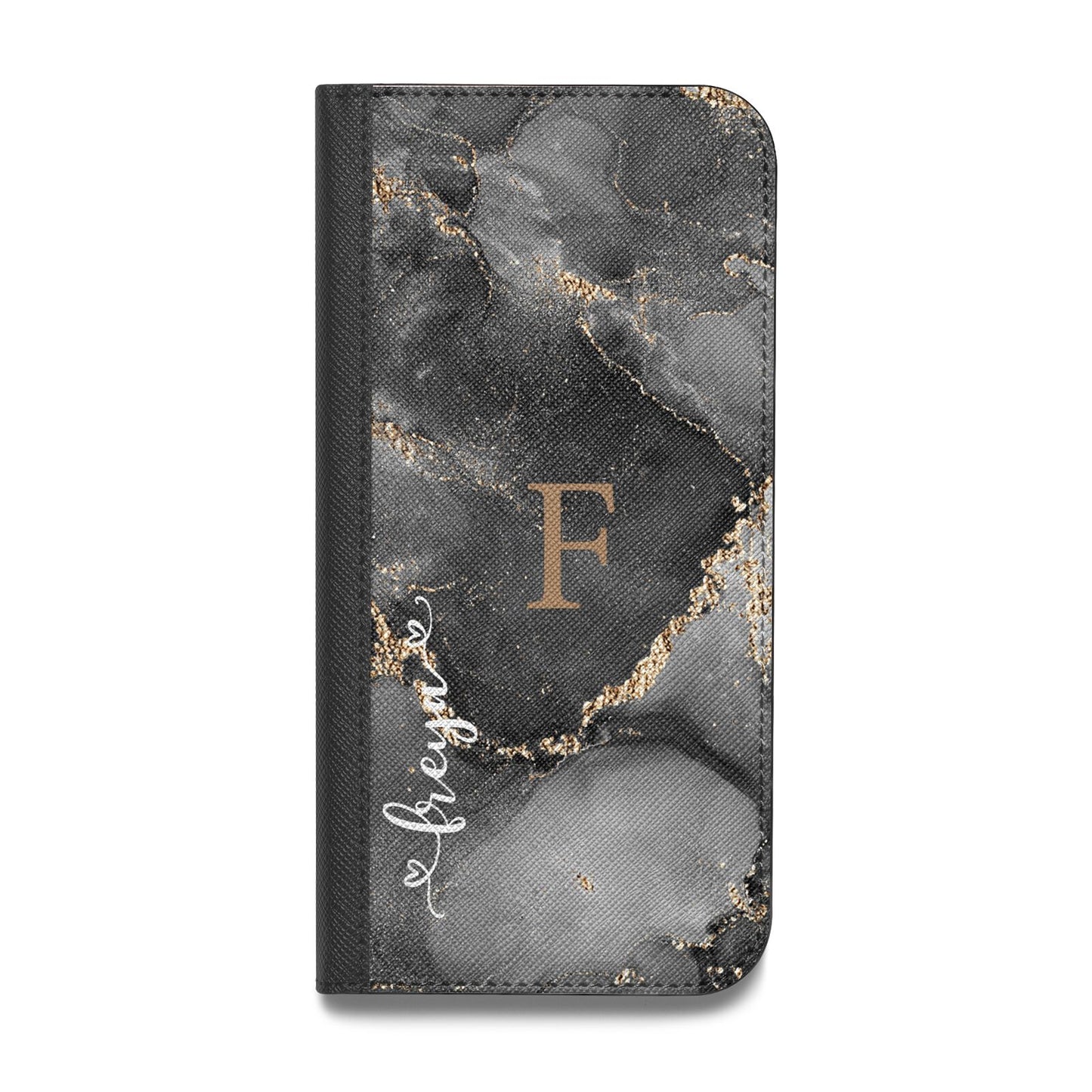 Black Marble Vegan Leather Flip Samsung Case