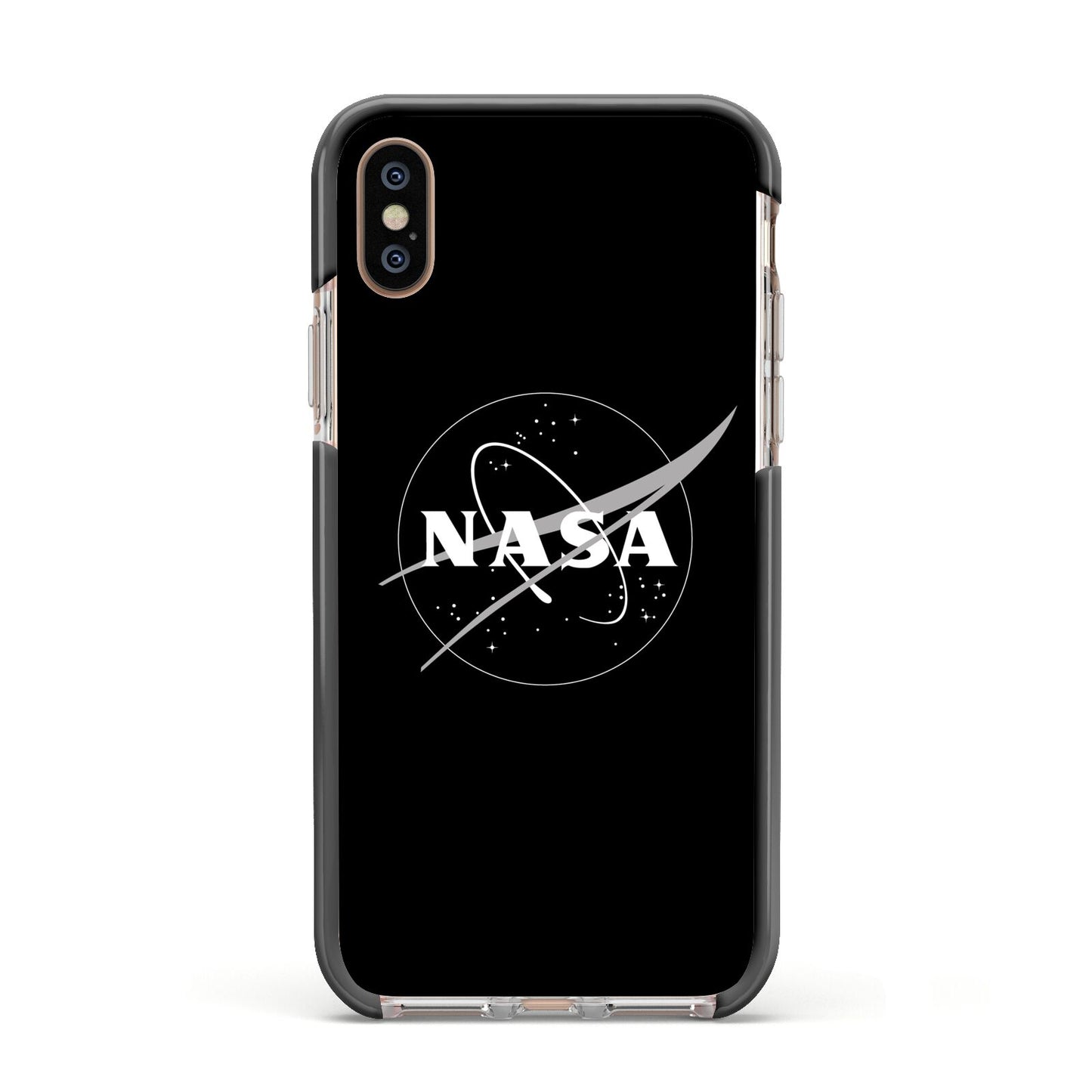 Black NASA Meatball Apple iPhone Xs Impact Case Black Edge on Gold Phone