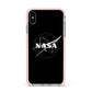 Black NASA Meatball Apple iPhone Xs Max Impact Case Pink Edge on Silver Phone