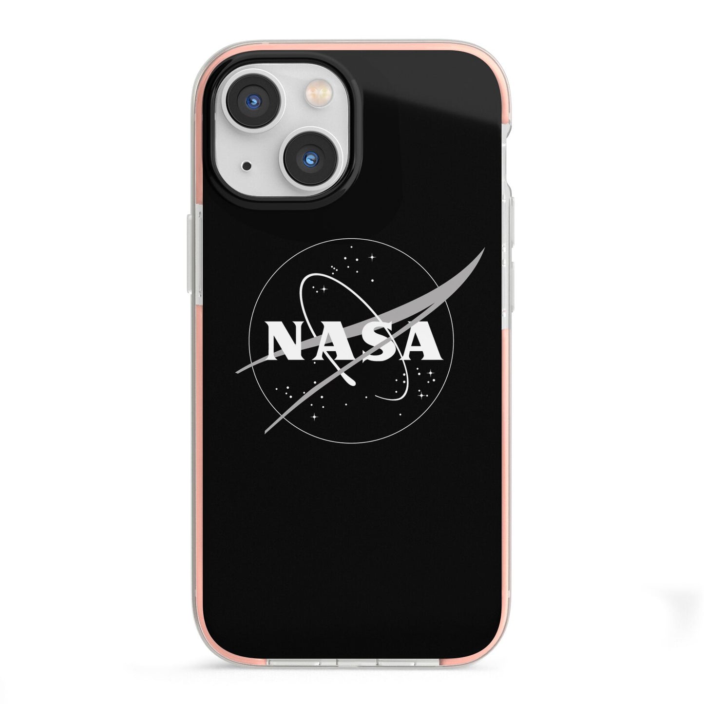 Black NASA Meatball iPhone 13 Mini TPU Impact Case with Pink Edges