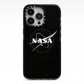 Black NASA Meatball iPhone 13 Pro Black Impact Case on Silver phone